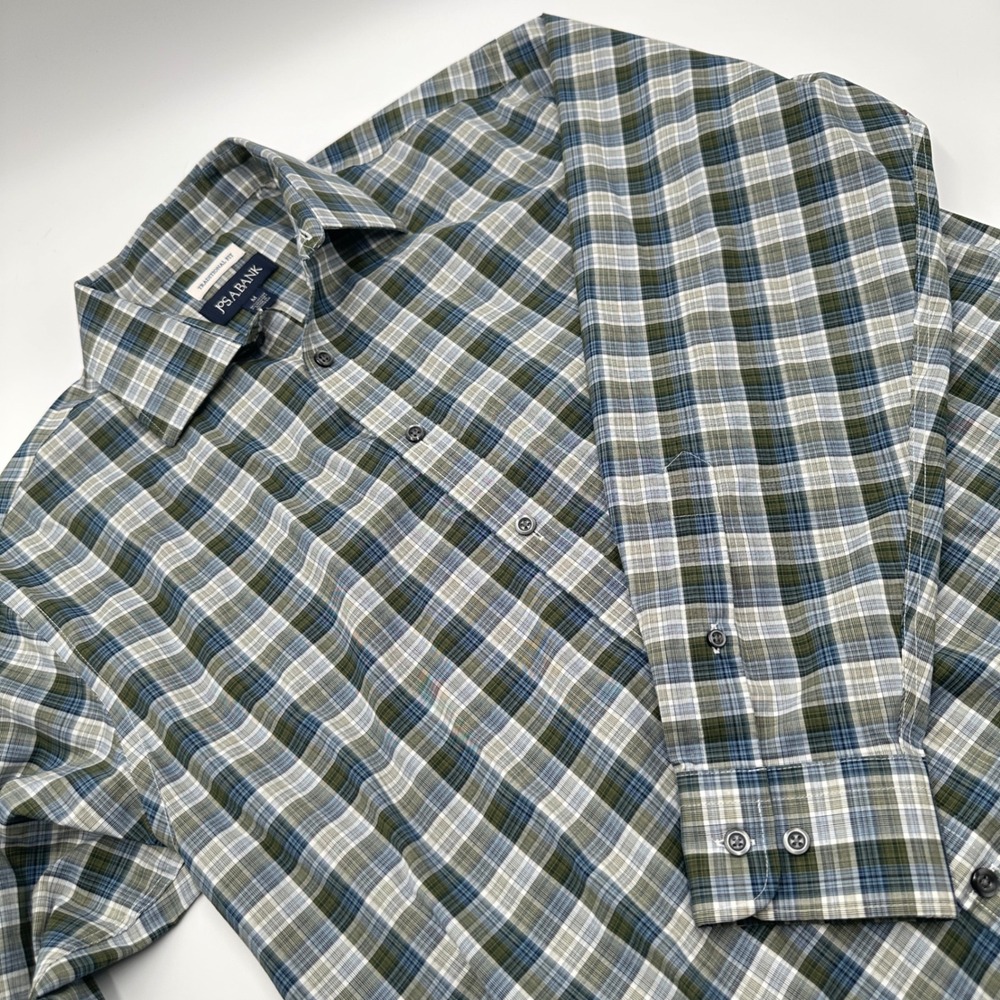Jos. A. Bank Button Down Mens M Blue Green Plaid Excellent Traditional Fit Work